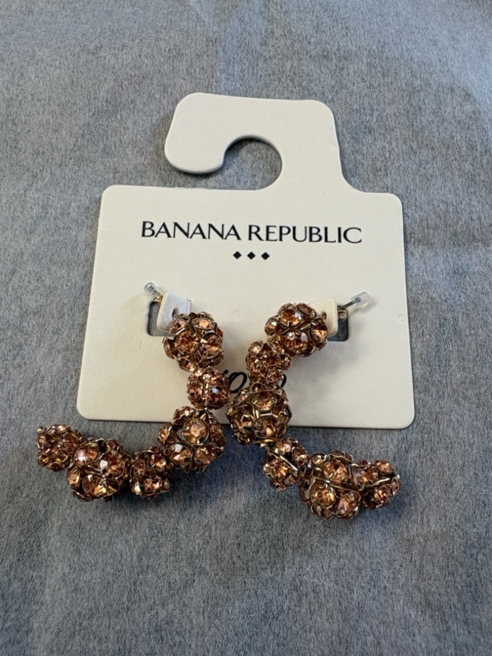 NWT! Banana Republic Sparkling Gold Crystal Ball Hoop Earrings - Picture 2 of 3